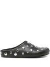 Lola Cruz Studded Leather Flat Mules In Black