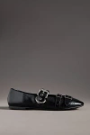 Lola Cruz Multi Moto Ballet Flats In Black