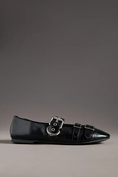Lola Cruz Multi Moto Ballet Flats In Black