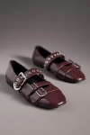 Lola Cruz Multi Moto Ballet Flats In Burgundy