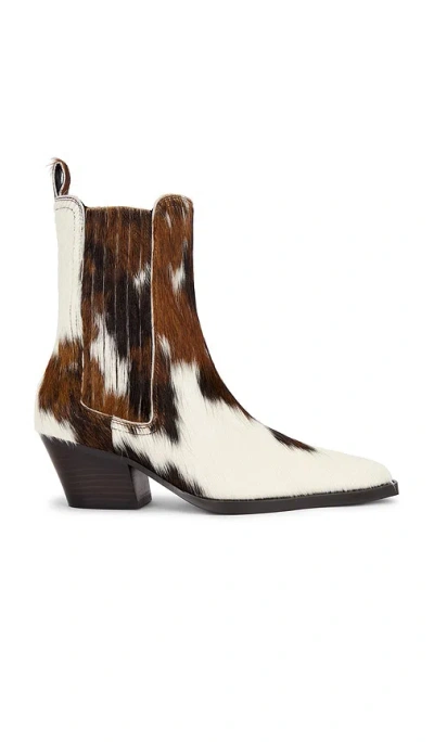 Lola Cruz Pony Hair Ankle Bootie In Brown