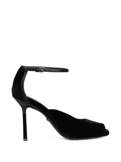 Lola Cruz Qelina 90 Velvet Sandals In Black