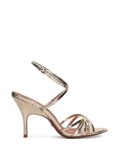 Lola Cruz Raquelle Snakeskin-effect Strappy Sandals In Gold
