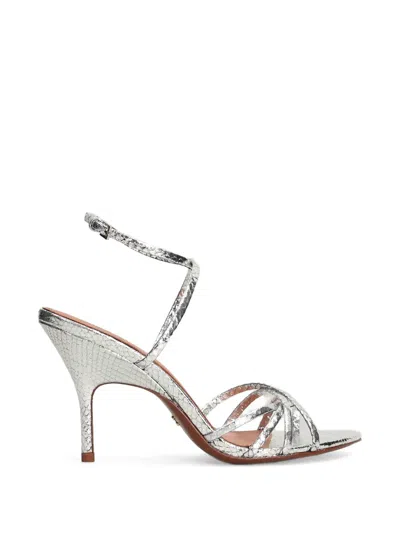 Lola Cruz Raquelle Snakeskin-effect Strappy Sandals In Silver