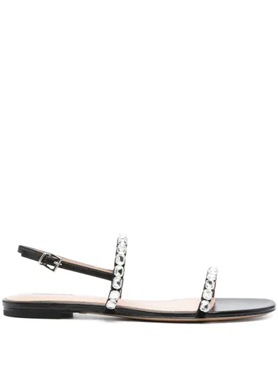Lola Cruz Rhinestone-embellished Flat Sandals In Black
