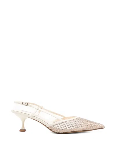 Lola Cruz Ruby Embellished Slingback Pumps In White