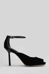 Lola Cruz Sandals In Black Velvet In Black