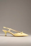 Lola Cruz Satina Slingback Kitten Heels In Yellow