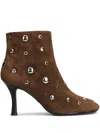 Lola Cruz Studded-heel Boots In Brown