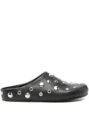 Lola Cruz Studded Leather Flat Mules In Black