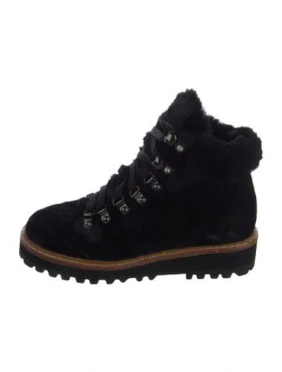 Pre-owned Lola Cruz Suede Combat Boots In Black