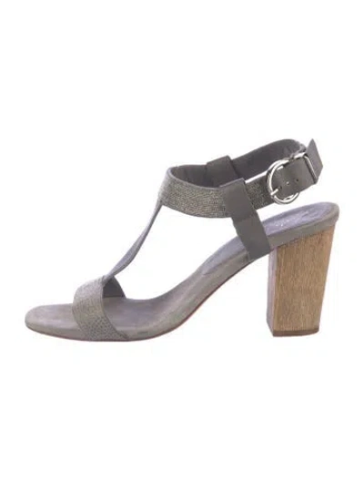 Pre-owned Lola Cruz Suede Sandals In Grey