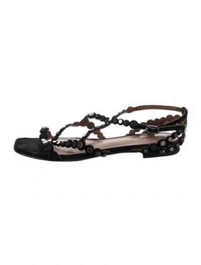 Pre-owned Lola Cruz Suede Studded Accents Sandals In Multi