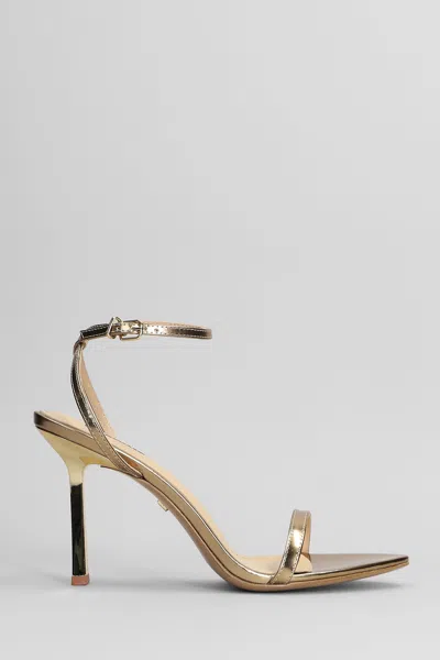 Lola Cruz Summer Heel 95 Sandals In Gold Leather