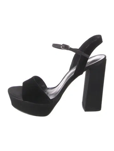 Pre-owned Lola Cruz Velvet Bow Accents Sandals In Black