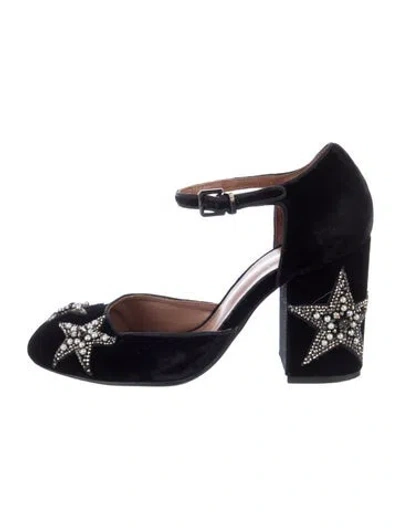 Pre-owned Lola Cruz Velvet Graphic Print Pumps In Blue