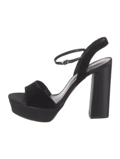 Pre-owned Lola Cruz Velvet Sandals In Black