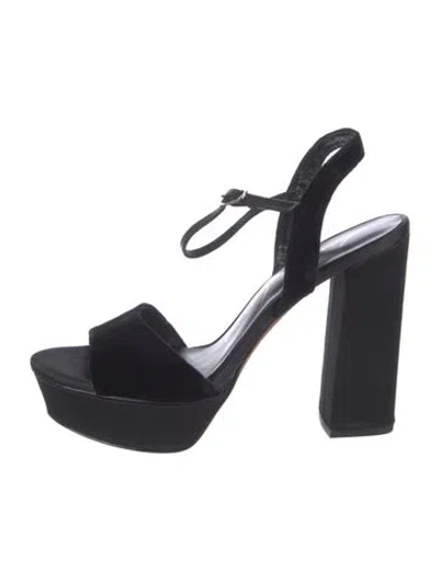 Pre-owned Lola Cruz Velvet Slingback Sandals In Black
