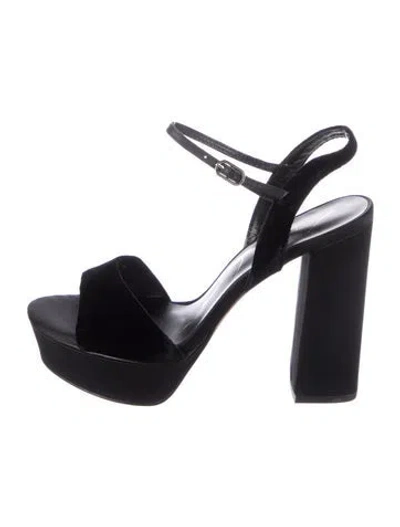Pre-owned Lola Cruz Velvet Slingback Sandals In Black