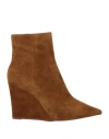 Lola Cruz Woman Ankle Boots Tan Size 8 Leather In Brown