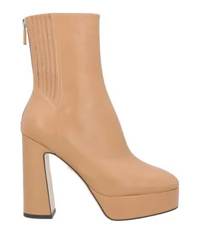 Lola Cruz Woman Ankle Boots Camel Size 11 Soft Leather In Beige