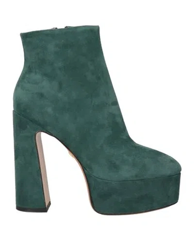 Lola Cruz Woman Ankle Boots Deep Jade Size 8 Leather In Green