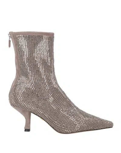 Lola Cruz Woman Ankle Boots Dove Grey Size 8 Leather