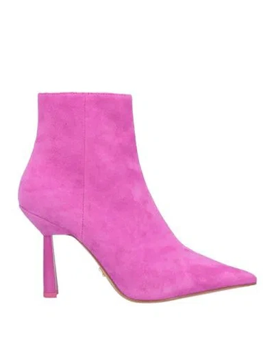 Lola Cruz Woman Ankle Boots Fuchsia Size 11 Leather In Pink