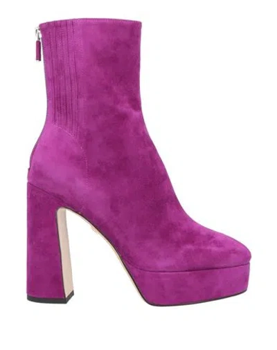 Lola Cruz Woman Ankle Boots Purple Size 8 Soft Leather