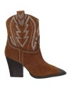 Lola Cruz Woman Ankle Boots Tan Size 8 Leather In Brown