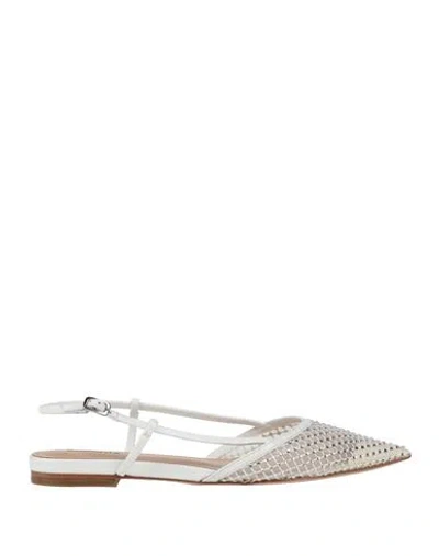 Lola Cruz Woman Ballet Flats White Size 6 Leather, Textile Fibers