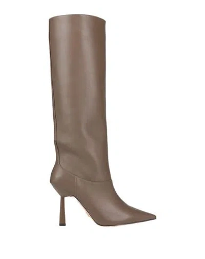 Lola Cruz Woman Knee Boots Khaki Size 11 Soft Leather In Beige