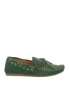 Lola Cruz Woman Loafers Green Size 8 Leather