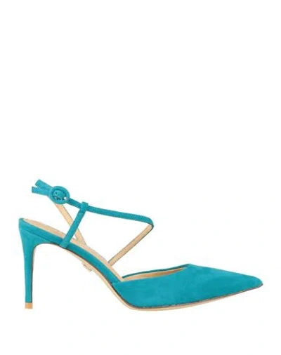 Lola Cruz Woman Pumps Azure Size 8 Leather In Blue