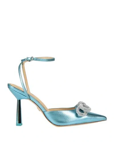 Lola Cruz Woman Pumps Azure Size 8 Leather In Blue