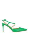 Lola Cruz Woman Pumps Green Size 8 Leather