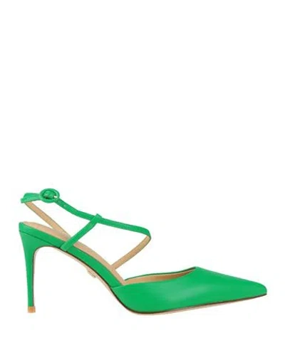 Lola Cruz Woman Pumps Green Size 8 Leather