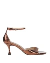 Lola Cruz Woman Sandals Bronze Size 8 Leather In Yellow