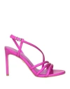 Lola Cruz Woman Sandals Fuchsia Size 8 Leather In Pink