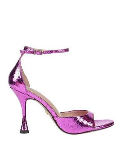 Lola Cruz Woman Sandals Fuchsia Size 8 Leather In Pink