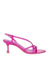 Lola Cruz Woman Sandals Fuchsia Size 11 Leather In Pink