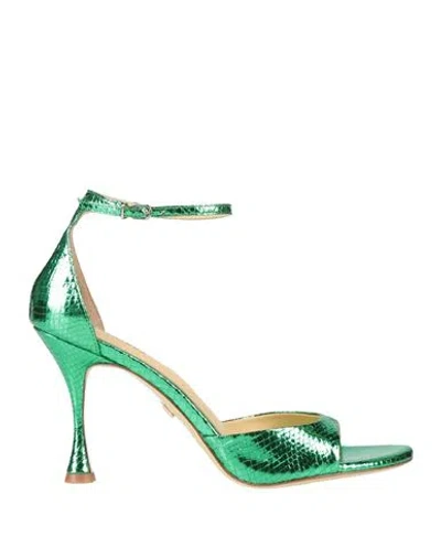 Lola Cruz Woman Sandals Green Size 11 Leather In Green