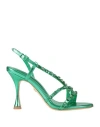 Lola Cruz Woman Sandals Green Size 8 Leather
