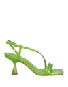 Lola Cruz Woman Sandals Acid Green Size 7 Leather In Green