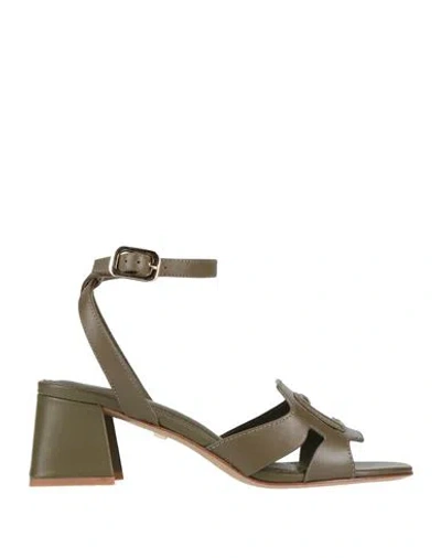 Lola Cruz Woman Sandals Military Green Size 7 Leather