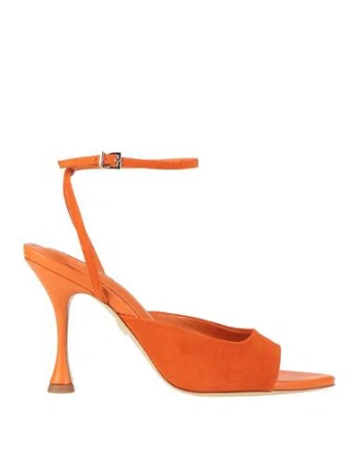 Lola Cruz Woman Sandals Orange Size 7 Leather