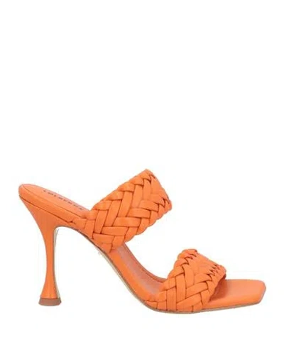 Lola Cruz Woman Sandals Orange Size 8 Soft Leather