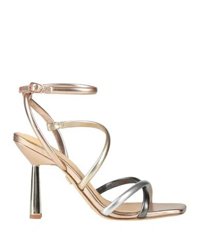 Lola Cruz Woman Sandals Platinum Size 8 Leather In Grey
