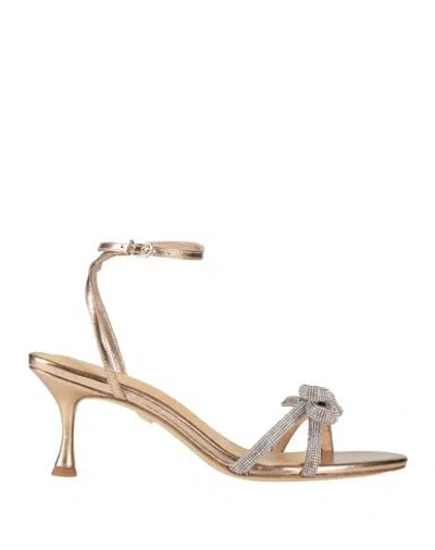Lola Cruz Woman Sandals Rose Gold Size 8 Leather