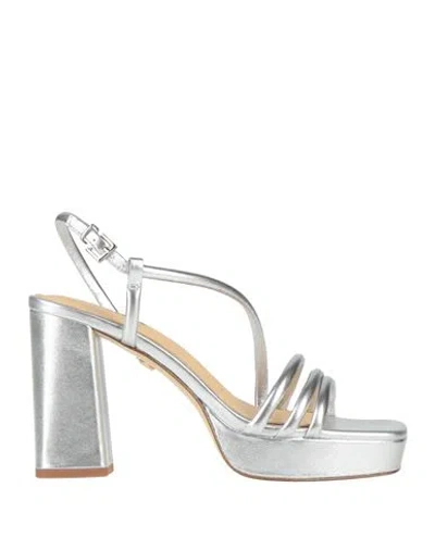 Lola Cruz Woman Sandals Silver Size 8 Leather